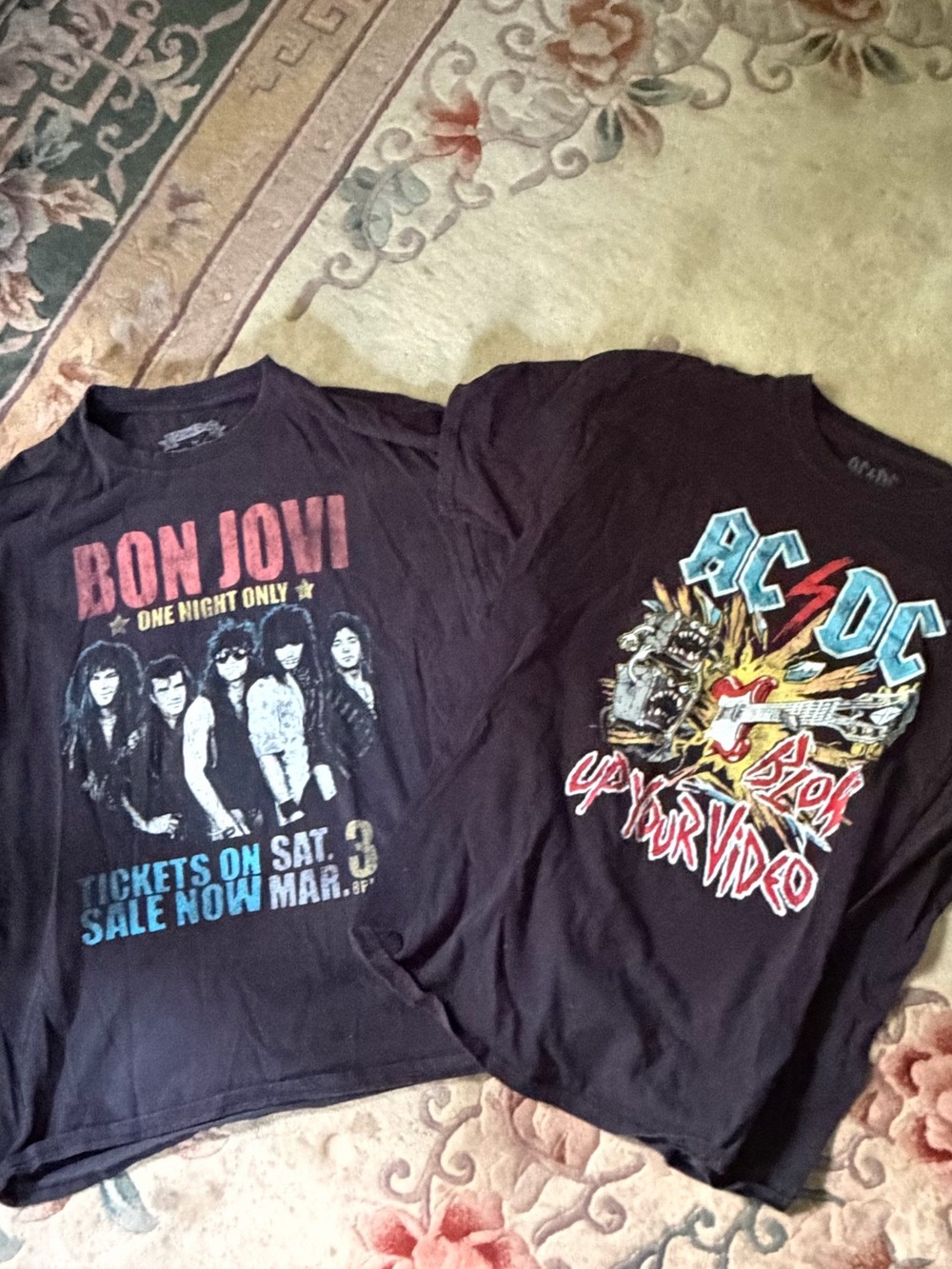 Goodie Two Sleeves Bon Jovi & AC/DC Graphic Band Tee Bundle | Size L | Licensed